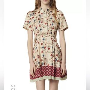 NWOT Sandro Ayeon Open-back Silk Floral Dress Mini 36FR